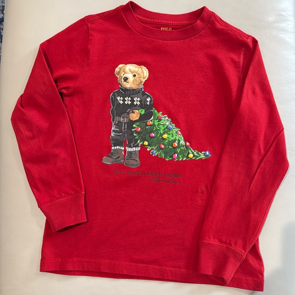 Red Polo Big Bear Christmas Shirt Size 6